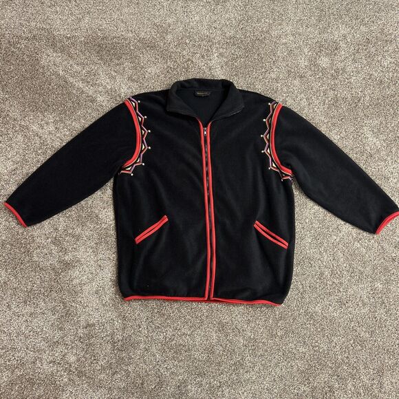 Bob Macke Wearable Art Womens XL Black Floral Embroidered Jacket Zip Up Shacket - Picture 1 of 6